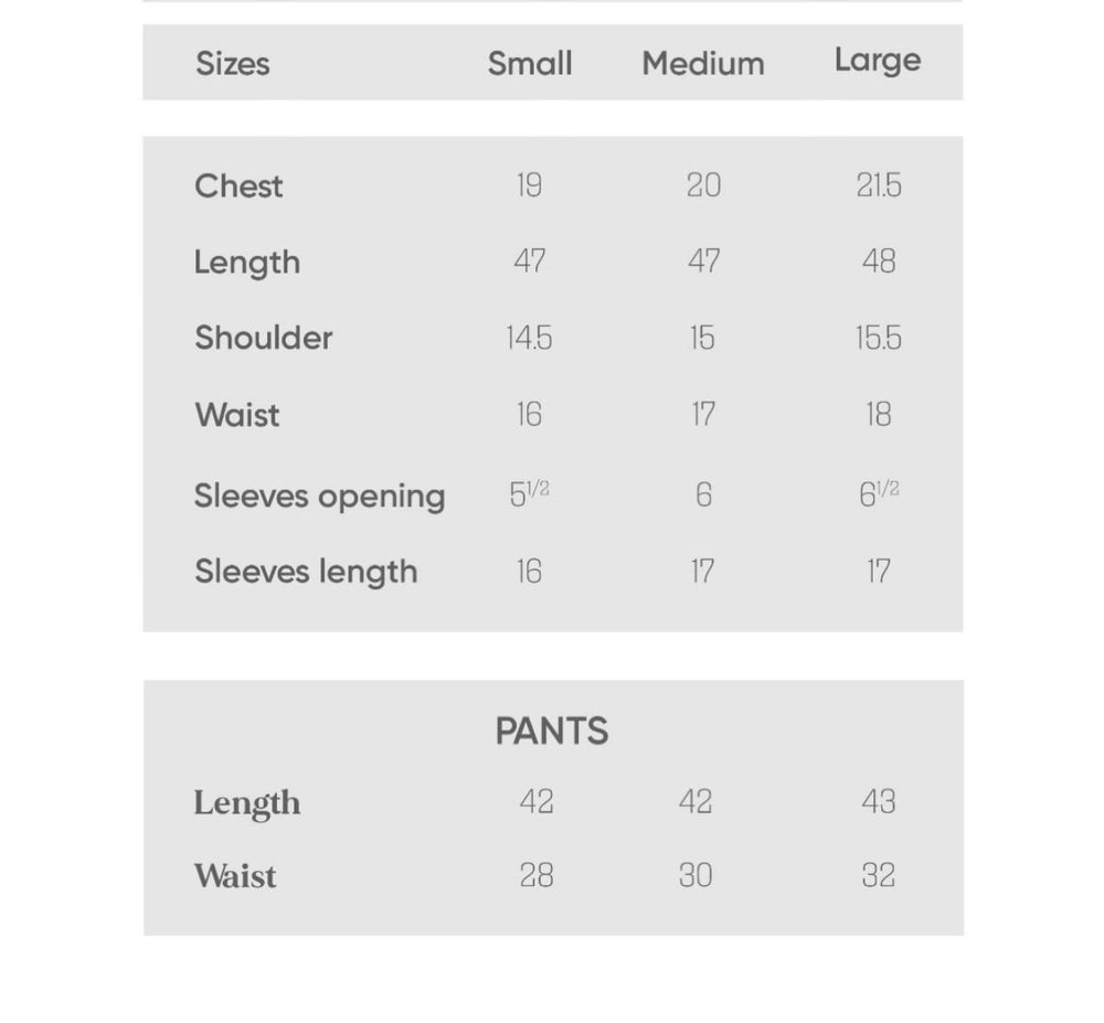 Size Guide Chart